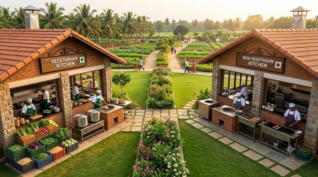 Separate vegetarian and non-vegetarian kitchens